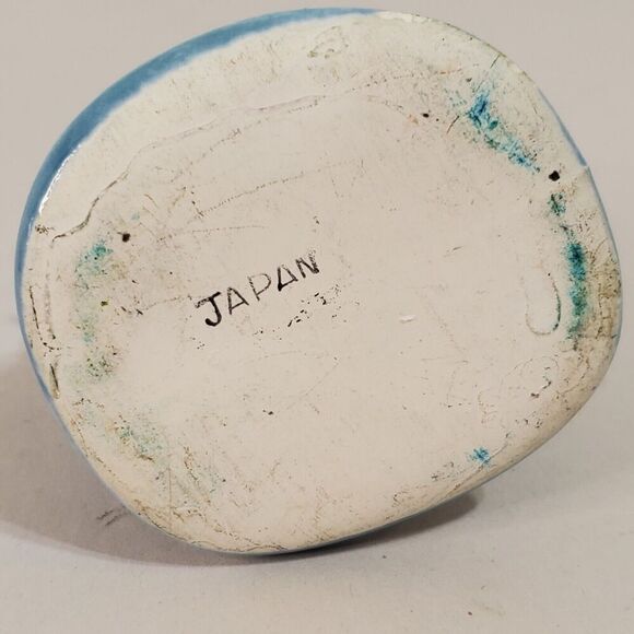 Vintage Mouse in Top Hat Toothpick Holder Figurine Japan Ceramic Kitsch Blue 2" - Picture 3 of 5